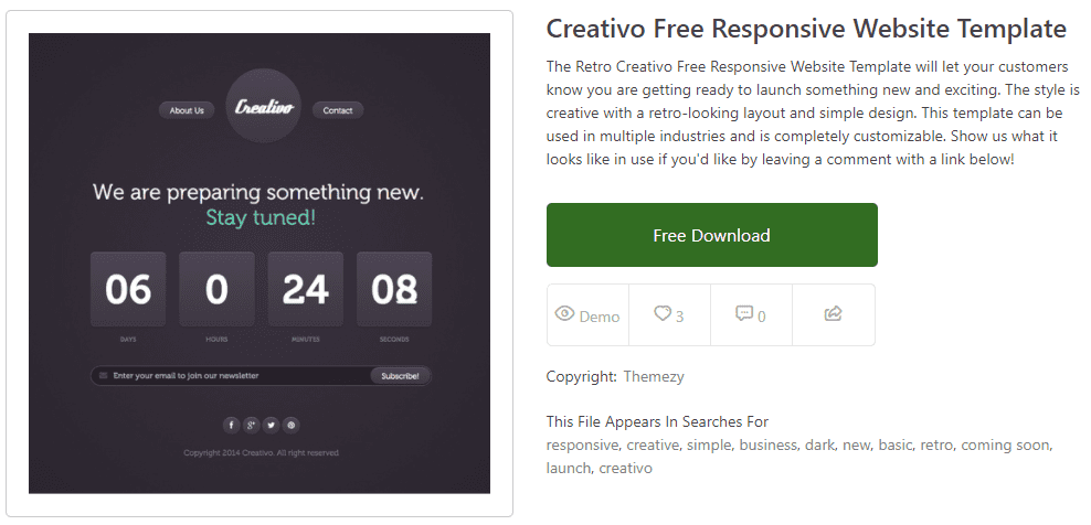 Creativo Free Responsive Website Template